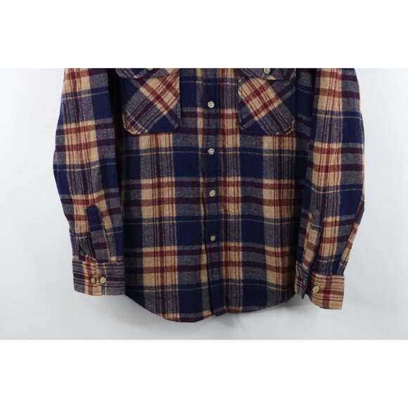 Vtg 70s 80s Streetwear Mens Medium Wool Blend Knit Collared Button Shirt Plaid - Picture 3 of 11